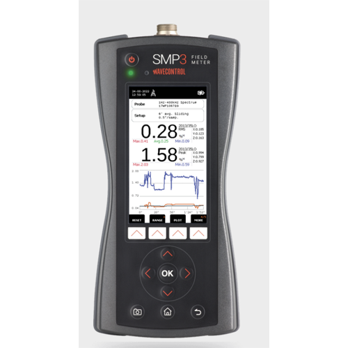 The SMP3 is a field strength meter that combines DC field measurements, spectrum analysis, and broadband measurements. It features a weighted peak method (WPM) for real-time comparison and isotropic and high accuracy probes. It can measure EMF exposure, conduct assessments according to international standards, and includes USB and fiber optic communication for data download, automatic reporting, and remote control.
